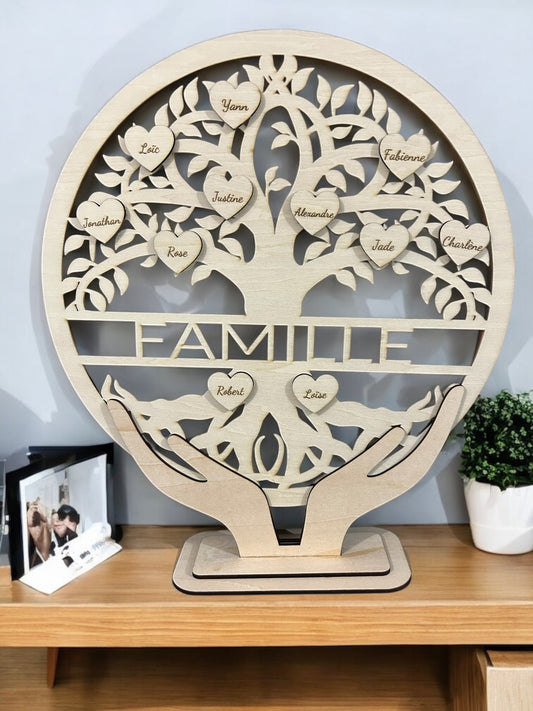Arbre de vie personnalisé en bois – Famille à poser