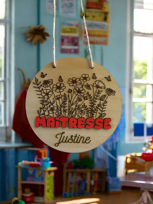 Pancarte décorative personnalisée – Maîtresse, Maître ou Nounou