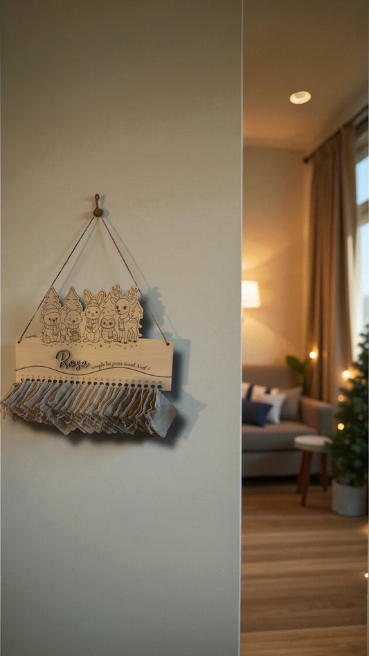 Calendrier de l’Avent personnalisé en bois – Modèle Animaux ou Classique 🎄