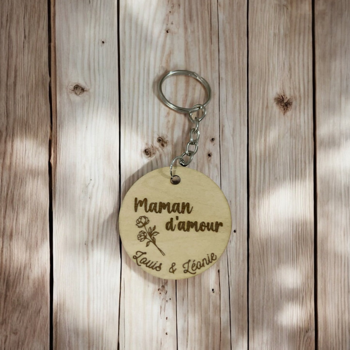 Porte-clé personnalisé – Mot doux et motifs au choix