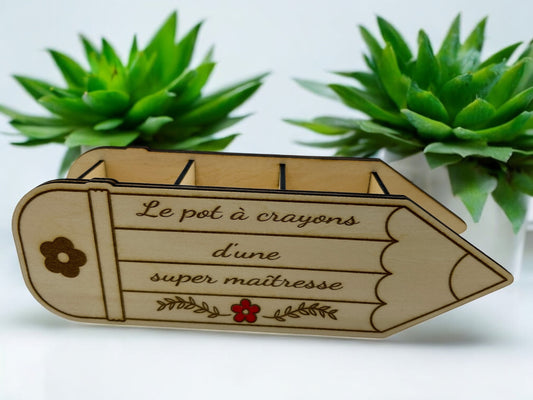 Pot à crayons en bois personnalisé – Cadeau utile et original