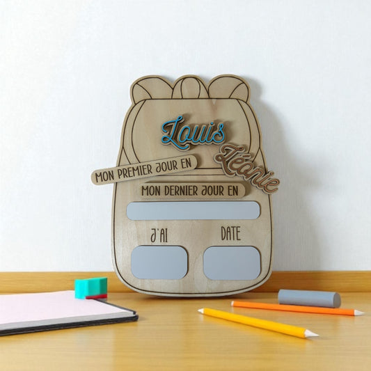 Pancarte Cartable Rentrée scolaire - Prénom interchangeable