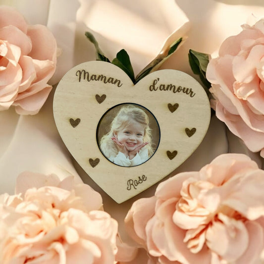 Magnet Coeur personnalisé en bois