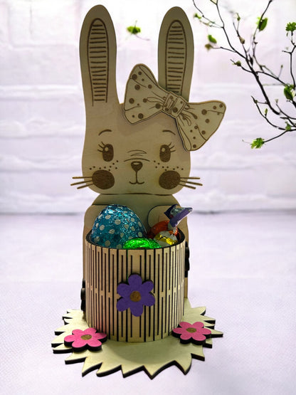 Petit Panier Lapin Personnalisable – Idéal pour la chasse aux œufs ! 🐰🎀