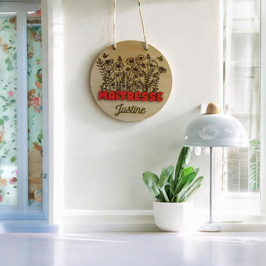 Pancarte décorative personnalisée – Maîtresse, Maître ou Nounou