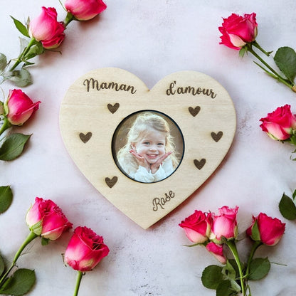 Magnet Coeur personnalisé en bois