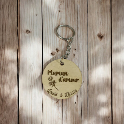 Porte-clé personnalisé – Mot doux et motifs au choix