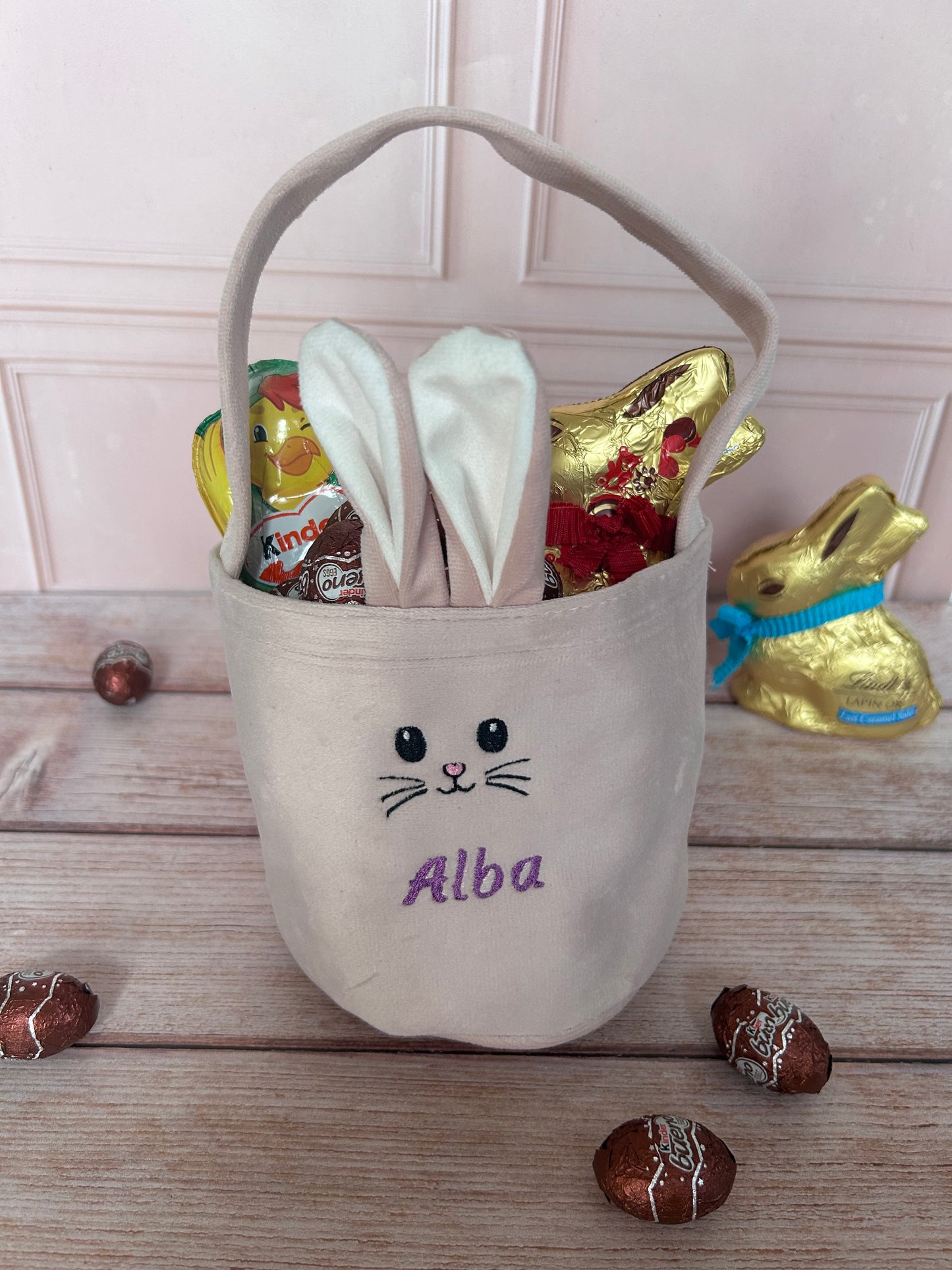 Panier chasse aux œufs enfant - Lapin de Pâques personnalisé