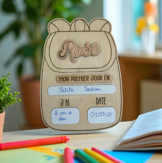 Pancarte Cartable Rentrée scolaire - Prénom interchangeable