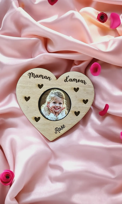 Magnet Coeur personnalisé en bois